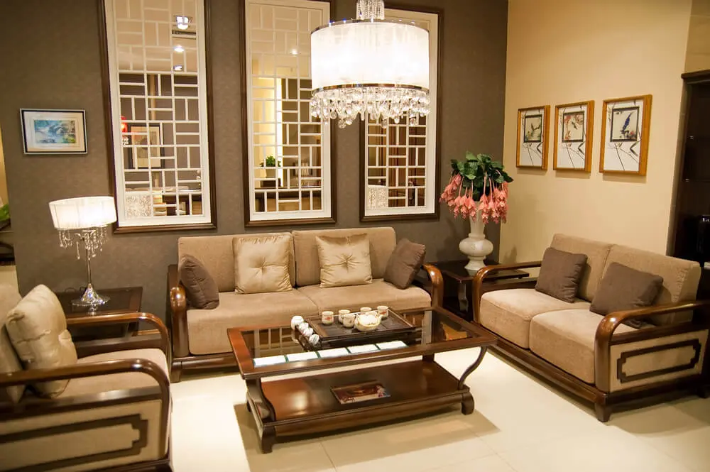 Freshly painted interior in residential home in Denver featuring brown and cream colored walls with beautiful décor and a Chinese theme.